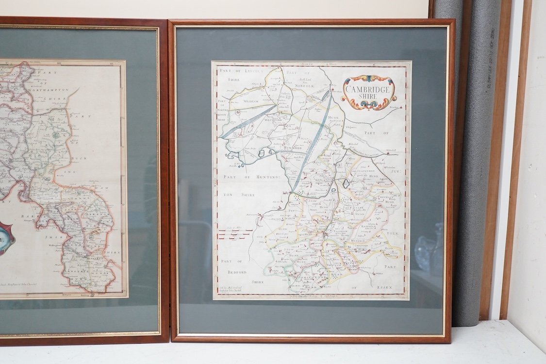 After Robert Morden, Two hand coloured engraved maps comprising: Oxfordshire and Cambridgeshire, sold by Abel Swale, Awnsham and John Churchill, 42 x 36cm